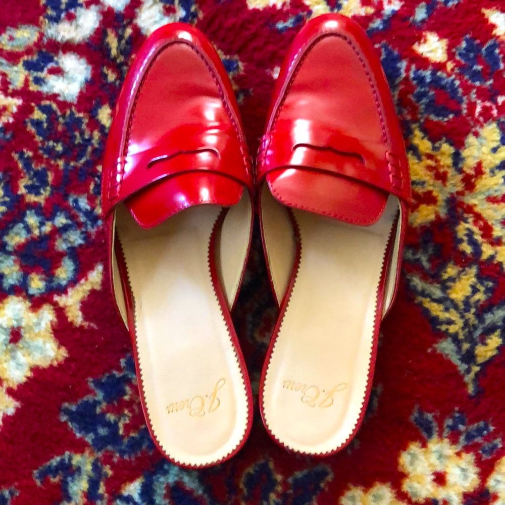 J crew red loafers